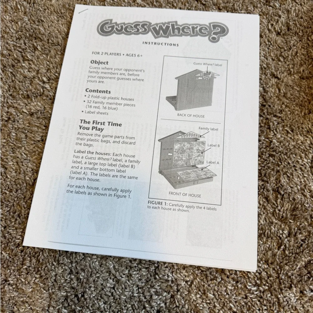 Guess Where? Vintage 2004 Guessing Board Game COMPLETE 2 Players ONE BROKEN PART